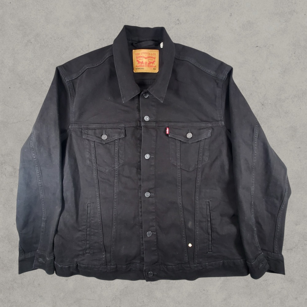 Levi Strauss & Co Trucker Jacket Mens XXL Black Denim Standard Fit Workwear
